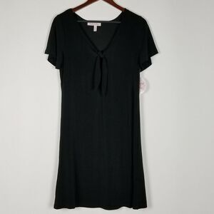 Harlow & Rose Women's Dress Size M Black Tie Front Short Sleeve Keyhole New